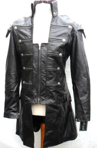 HAND MADE Mans 100% ECHT LEDER Schwarz Steampunk Jacke Mantel GOTH PUNK ROCK - Bild 1 von 4