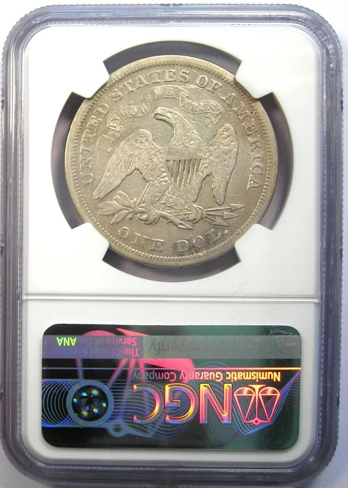 1872 Seated Liberty Silver Dollar $1 - Certified NGC VF Detail - Rare Early Coin - Image 3 of 4