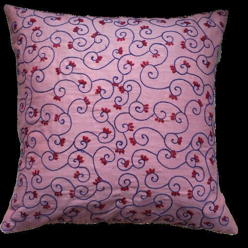 Handmade Embroidered Kantha Stitch Throw Pillow Cover Cotton Silk AB-PC17 - Picture 4 of 4