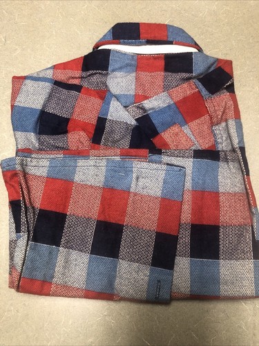 Boys NWT NOS 50s FLANNEL Plaid Loop Collar Shirt Sz 4 British Hong Kong - Picture 6 of 6