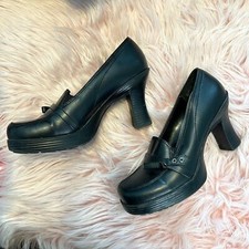 Vintage Y2K Bratz 90s Chunky Mary Jane Vegan Leather Black Bow Loafers 7.5 Shoes