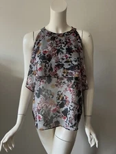 Sweet Sinammon Multicolor Floral Printed Polyester Sleeveless Halter Top Tank S
