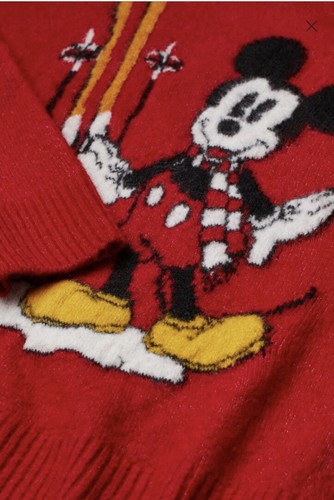 H&M Disney Mickey Mouse ladies Christmas festive knitted sweater red ...