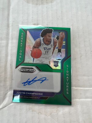 Justin Champagnie 2021-22 Panini Prizm Draft Rookie Auto Green #SS