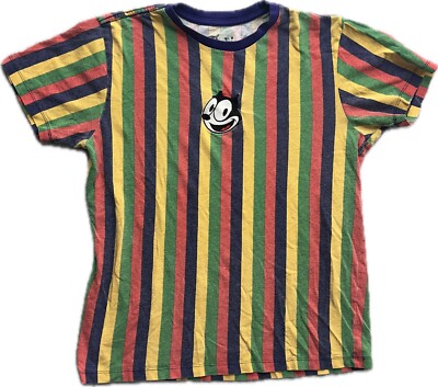 Neon Riot X Felix The Cat T-Shirt Logo Adult Size Medium Striped Multicolor