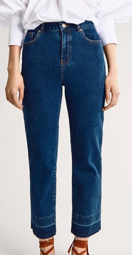 Massimo DUTTI High-Rise deshilachados Calce Recto Oscuro Lavado Jeans | eBay