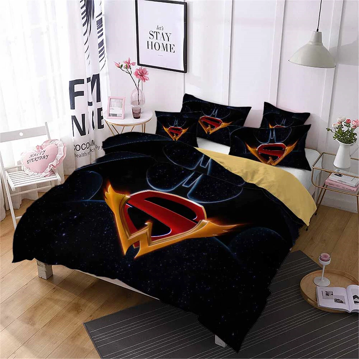 Superman Batman Bedding Set, Gift for Friends