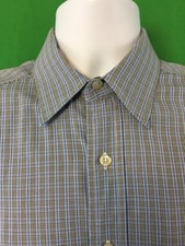 Tommy Hilfiger Mens Dress Shirt Sz 16 32-33 Blue Checks Long Sleeve Fast Ship