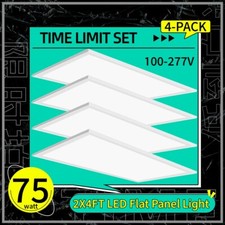 4Pack 75Watt 2x4 Ft LED Panel Light Drop Ceiling Flat Recessed Troffer Fixture
