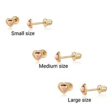 Olivia's Collection 14k Two-Tone Solid Heart Screw Back Stud Earrings