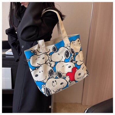 Sac Tote Et Bandoulière Snoopy Peanuts Bleu - Petit Sac à Main En Simili Cuir, Fermeture Magnétique