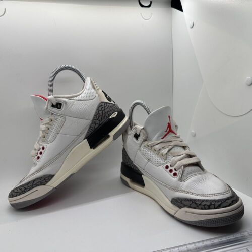 Nike Air Jordan 3 Retro White Cement Reimagined Basketball Sneakers Size 3.5Y - Picture 9 of 11