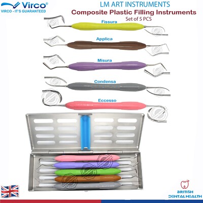 Set D'instruments Pour Composites Dentaires - 5 Pièces Avec Manche Silicone, En Acier Inoxydable - Neuf