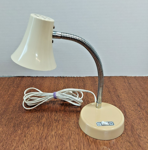 VTG Desk Office Lamp Gooseneck Flexible Underwriters Laboratories Beige Tan