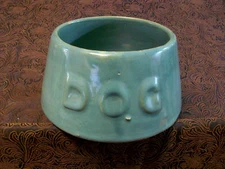 ‼️ Sale Vintage 1930s Green McCoy Stoneware DOG Bowl Unmarked Spaniel Feeder