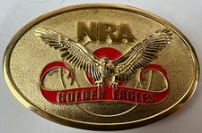 NRA Golden Eagles Belt Buckle With Red Background
