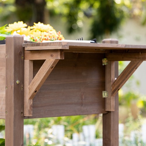 Raised Garden Bed with Wheel Planter Box Outdoor Patio for Vegetable Herb Flower - Picture 8 of 9