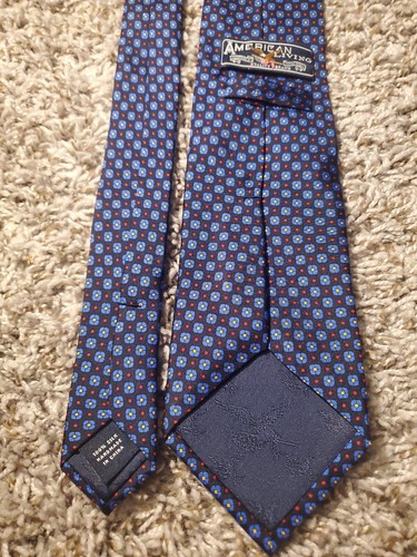 American Living Men's Necktie Blue with Multicolor Geometric Pattern Silk 60" - Picture 3 of 9