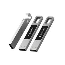 64g Metal LED Glowing Logo with Hook Keychain USB Flash Drive Sliver/ Black