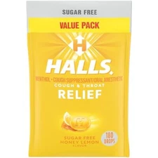 HALLS Relief Honey Lemon Sugar Free Cough  Assorted Flavor Names , Sizes 