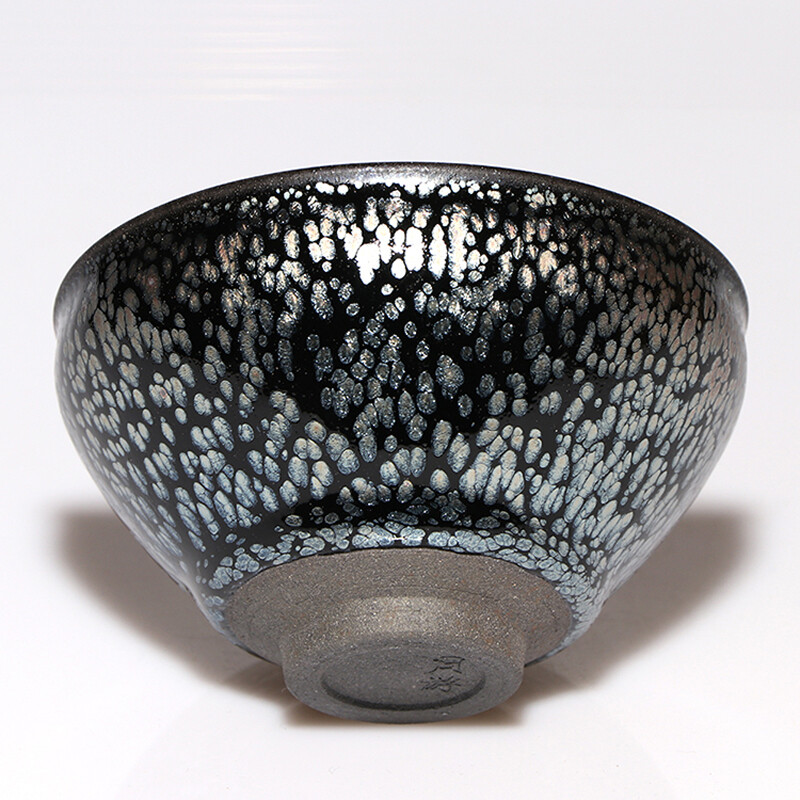 190927-86 Jianzhan Vintage tea bowl of silver YUTEKI glaze in