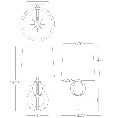 Aplique de pared de níquel antiguo oscuro Robert Abbey Latitude Foto 2 de 3