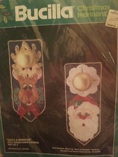 VTG Bucilla Christmas Heirloom 82200 "Santa Reindeer" Felt Door Knob Covers