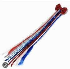 Claire’s Patriotic Red, White, & Blue Sequin Faux Hair Bow Clip 4th July