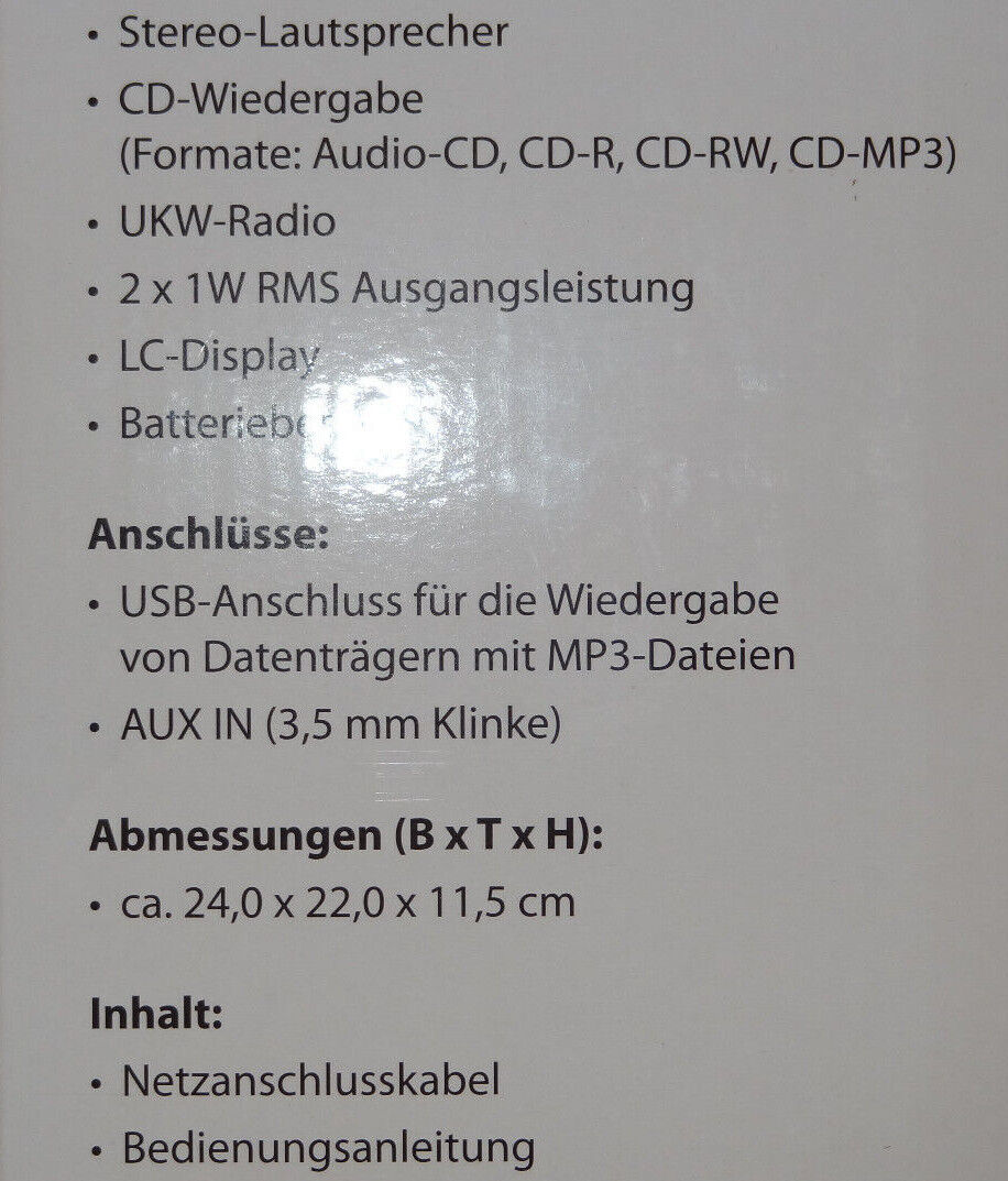 BLAUPUNKT CD RADIO RCD 204 MIT USB ANSCHLUSS MP3 OVP * NEU