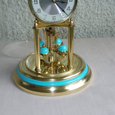 VINTAGE 1950'S FORESTVILLE ANNIVERSARY CLOCK GLASS DOME GERMANY NO