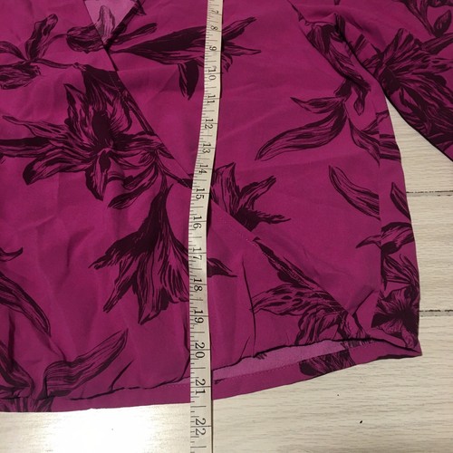 A New Day Blouse Womens XLarge Pink Floral Print Long Sleeve Flowy V-Neck Top - 第 7/10 張圖片