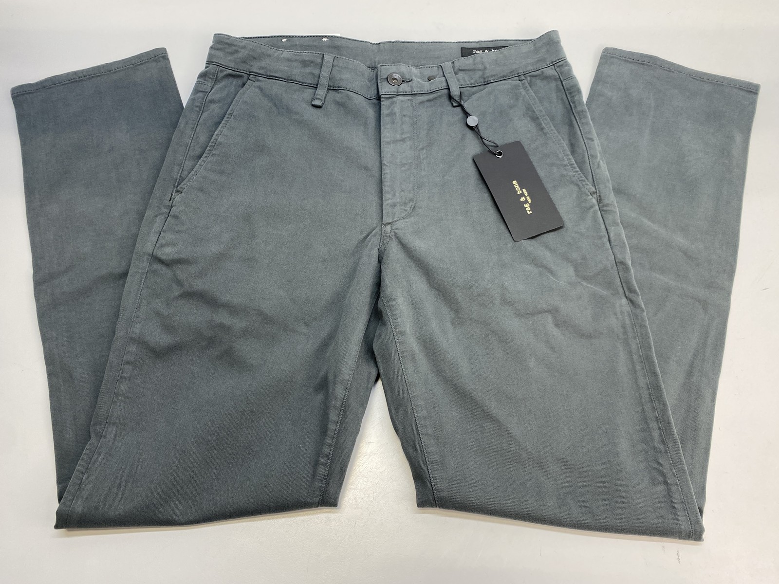 Rag & Bone Mens Pant Pin Grey Size 31 Fit 2 Slim Chino Stretch Cotton Twill