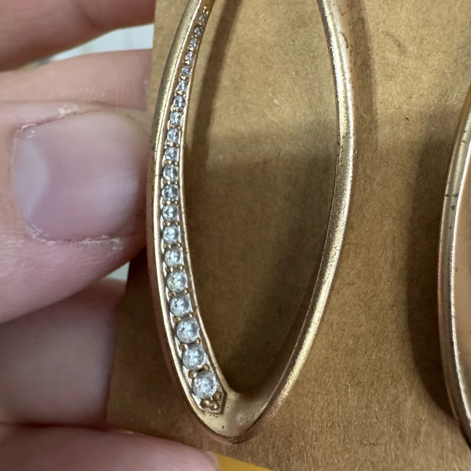 Kendra Scott Raquel Rose Gold Rhinestone Oval Dangle Pierced Earrings Boho Gift - Image 2 of 4