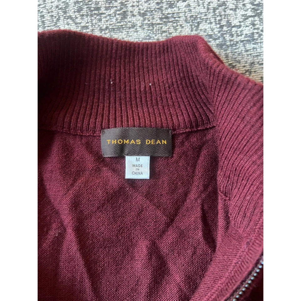 Suéter de lana con cuello alto y cremallera 1/4 marrón marrón para hombre de Thomas Dean Talla M Foto 4 de 4