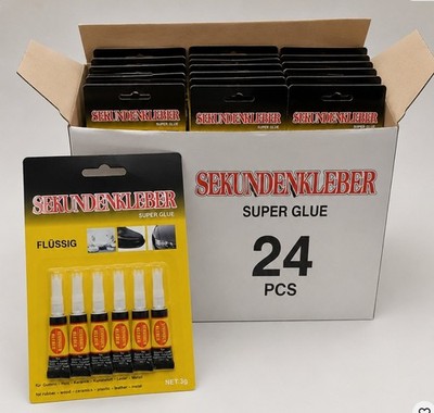 144 Super Glue Sekundenkleber 3g  24 Packungen Cyanacrylat Stark für Metall Holz