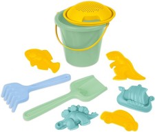 LENA Sandset 9-tlg. Sandspielzeug Eimer Gießkanne Schaufel Rechen Förmchen Netz