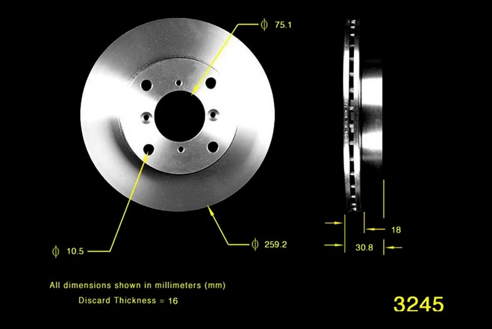 For Mercury Capri 91-94 Bendix Global Premium Plain Vented Front Brake Rotor - Image 2 of 2