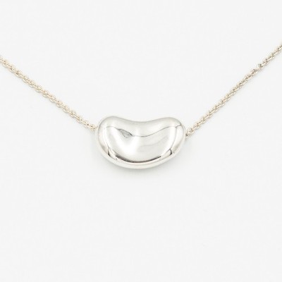 Echte Tiffany & Co Bohne Halskette 20 mm Anhänger 11 g Sterlingsilber 925 16 Zoll