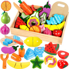 Set Di Giochi in Legno per Bambini, Frutta Da Tagliare Giocattolo, Con Pelapatat