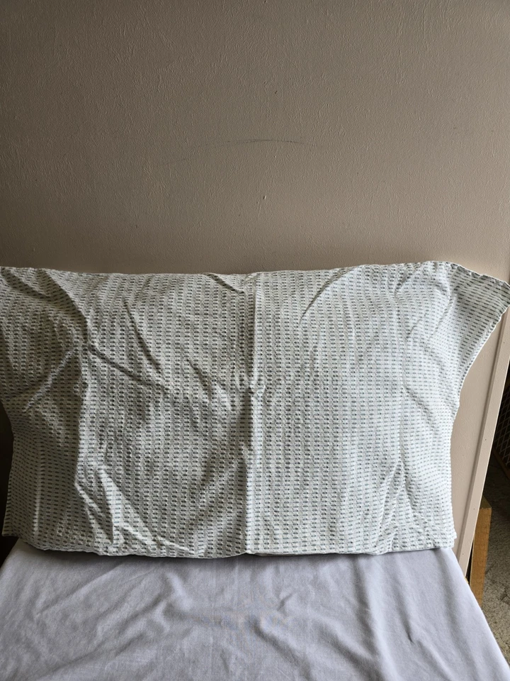 Juego de 2 fundas de almohada a cuadros de guinga verde azulado/blanco umbral King Foto 2 de 4