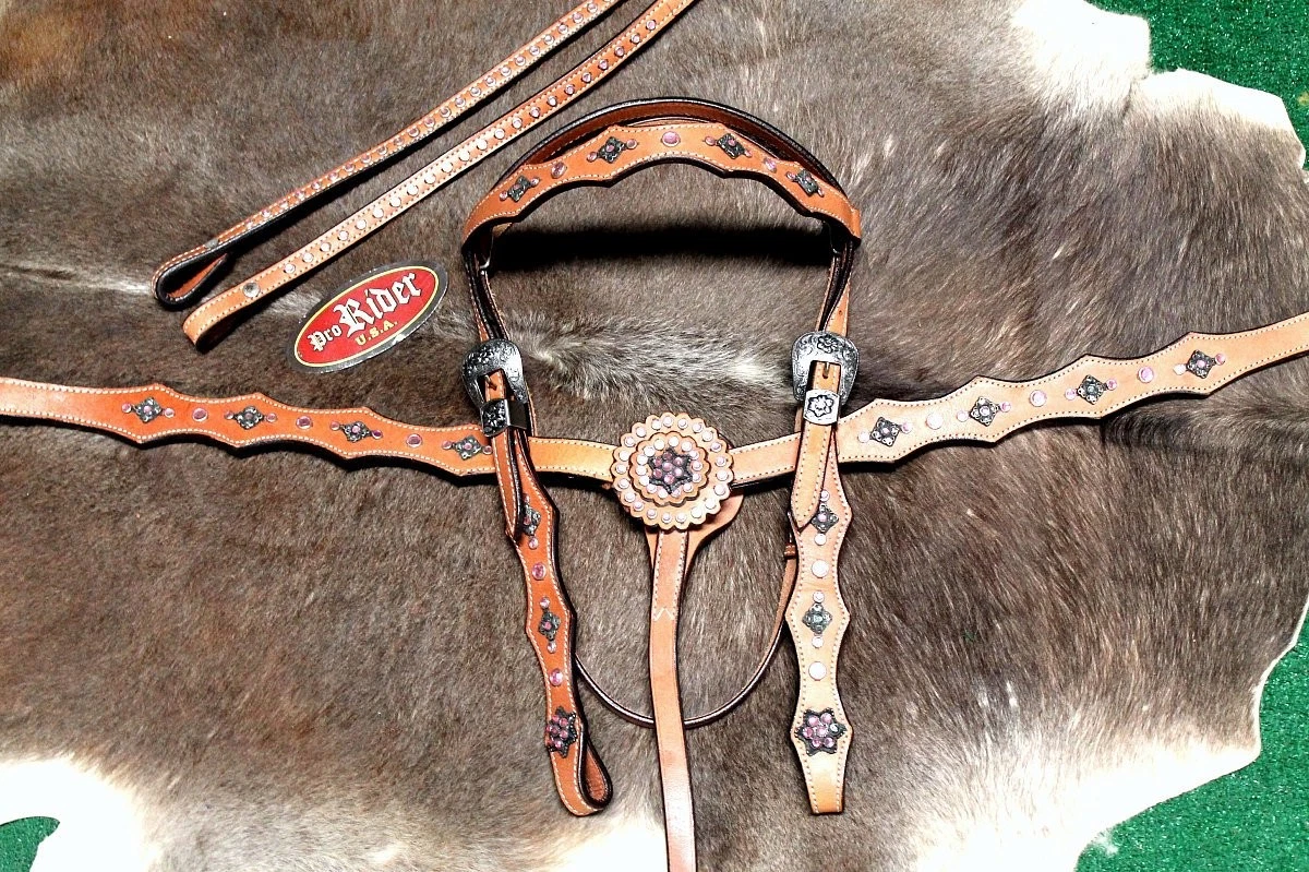 Ensemble Bride Western Cuir Pour Cheval – Lime Green – Collier De Poitrine Inclus – Taille Adulte