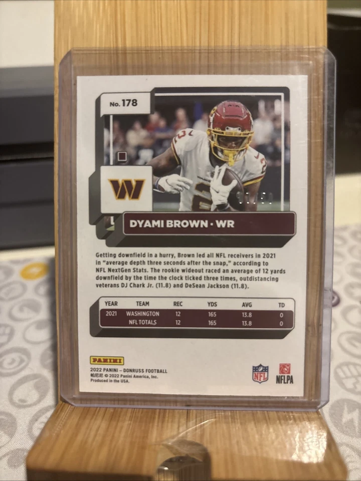2022 Donruss Press Proof Gold #178 DYAMI BROWN  /50 Washington Commanders  - Image 2 of 2