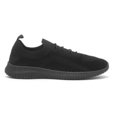 Lilley Womens Shoes Black Adults Ladies Flat Casual Slip On Knitted Bungee SIZE