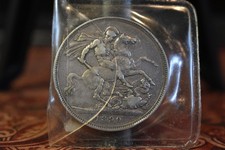 1890  Great Britain Silver Crown KM# 765, Saint George Queen Victoria