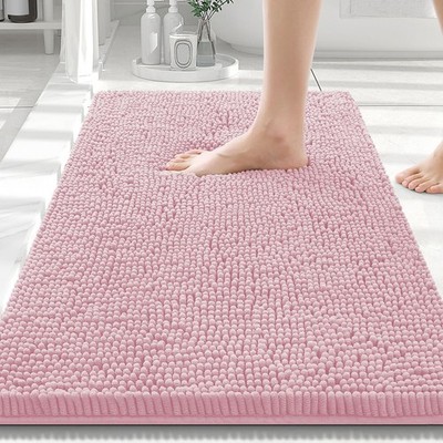 Smiry Luxury Chenille Bathroom Rugs 30x20, Extra Soft 30'' X 20'', Dusty Rose