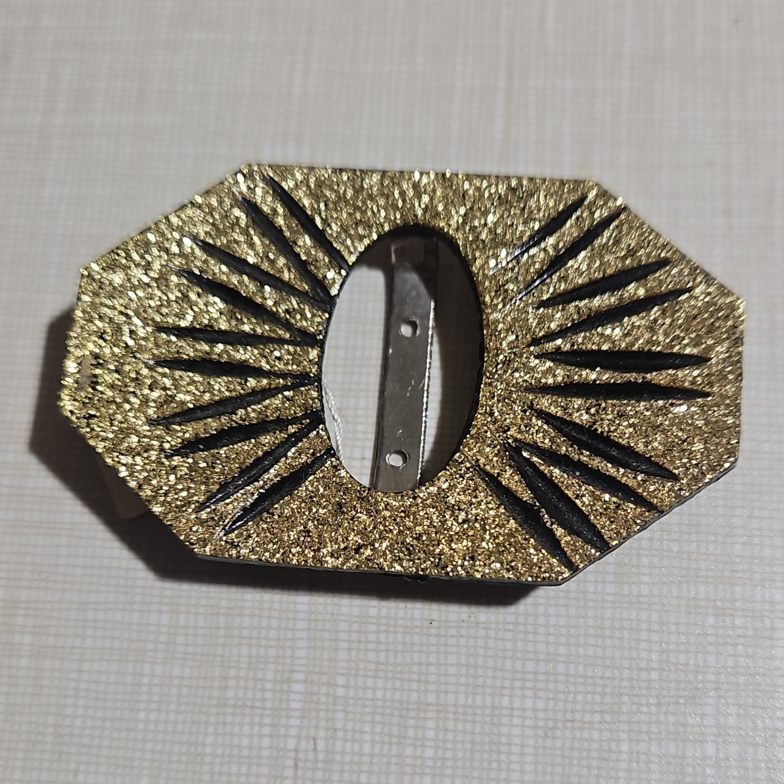 Vintage Gold Glitter Black Rectangular Metal Plas… - image 1