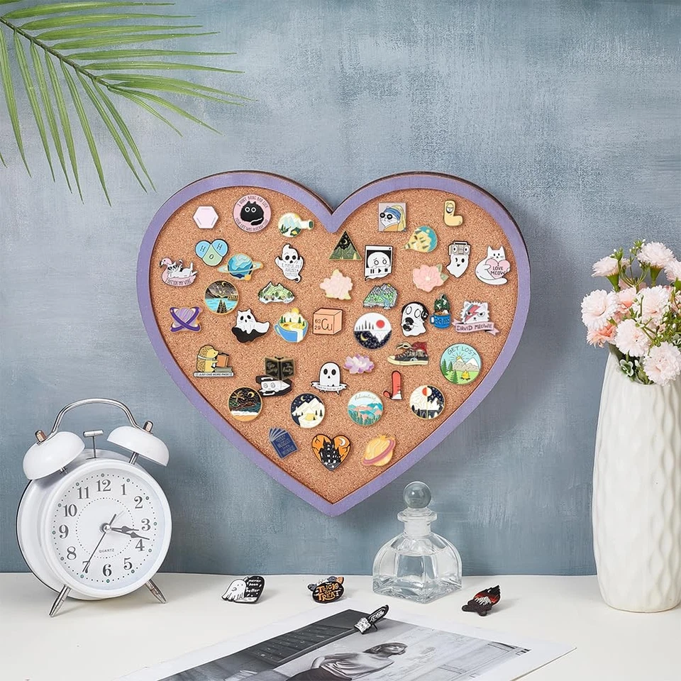 Purple Heart Pin Cork Board Bulletin Display Board, 10.6x11.8inch Wall Mounte... - Image 4 of 4