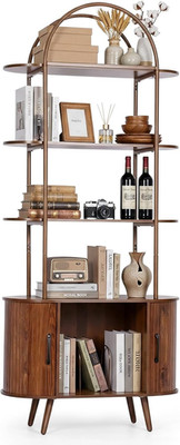 Elegant Tall Arched Bookshelf - 4-Tier Storage Unit for Home Office & Decor