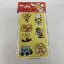 Vintage Puffy Scented Scratch Sniff Pizza Stickers Sheet Sealed In Package russ