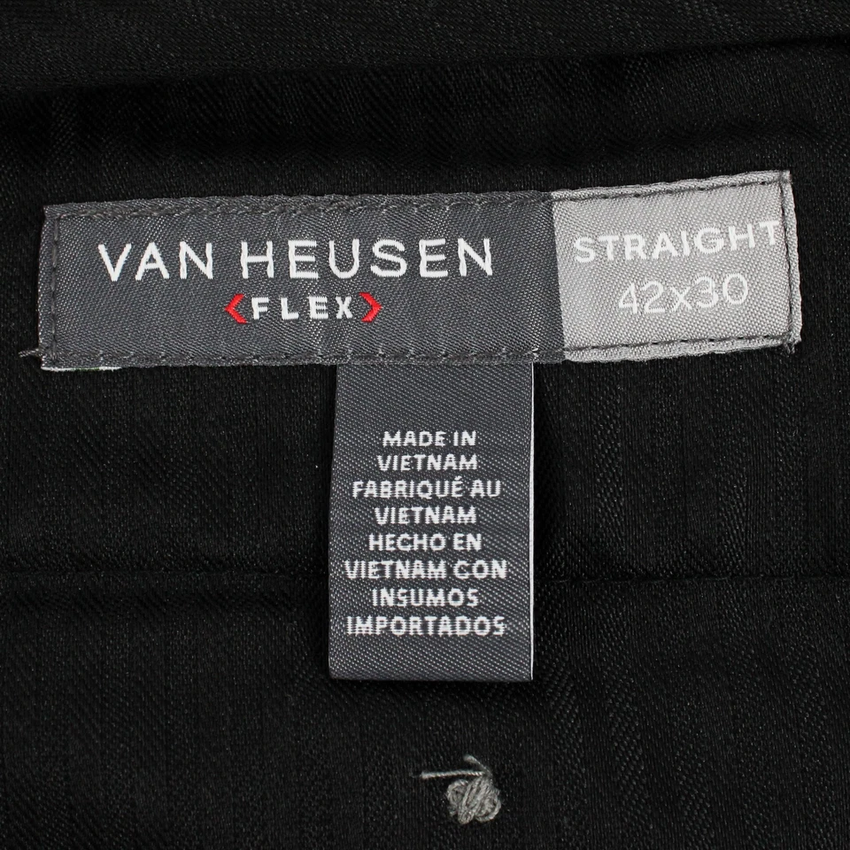Van Heusen Flex Fit Dress Pants Straight Men's 42 X 30 Flat Front Gray - Image 4 of 4
